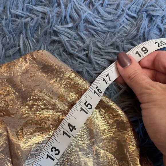 Theia Metallic Brocade Strapless Peplum Dress Size 8 - Picture 5 of 7